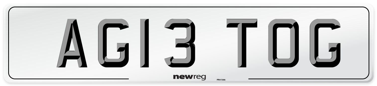 AG13 TOG Number Plate from New Reg